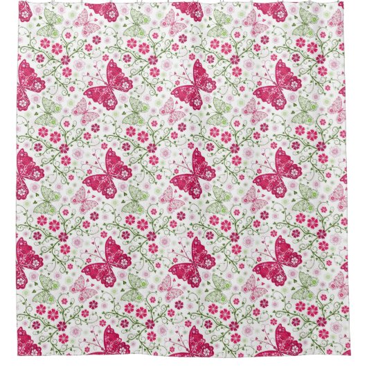 Rideaux De Douche Motif blanc floral (Devant)