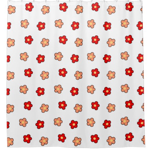 Rideaux De Douche Motif blanc Preppy rose Flower Arrière - plan (Devant)