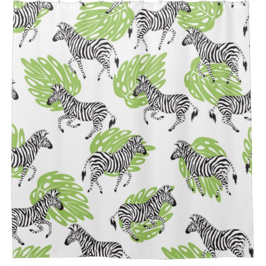Rideaux De Douche Motif blanc sans couture avec zèbres. illustration (Devant)