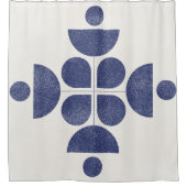 Rideaux De Douche Motif bleu abstrait du milieu du siècle (Devant)
