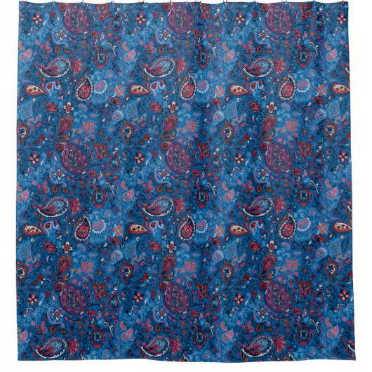 Rideaux De Douche motif bleu floral de Jeanse (Devant)