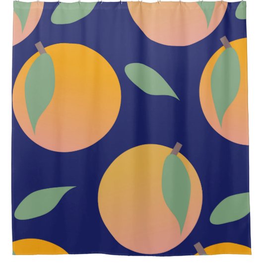 Rideaux De Douche Motif bleu Fruit orange clair (Devant)