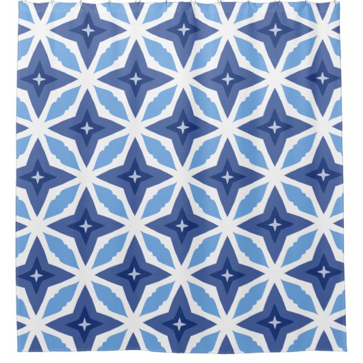 Rideaux De Douche Motif bleu géométrique (Devant)