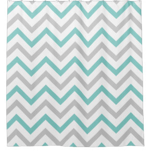 Rideaux De Douche Motif bleu, gris et blanc turquoise à la mode de