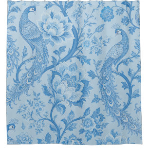 Rideaux De Douche Motif bleu paon pâle persan de luxe