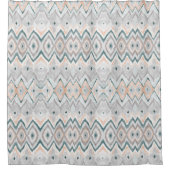 Rideaux De Douche Motif Boho Turquoise Peach Pale Grey Chevron (Devant)
