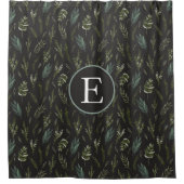 Rideaux De Douche Motif botanique de feuilles vertes Monogram (Devant)