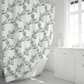 Rideaux De Douche Motif Botanique Feuille Vert Olive