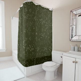 Rideaux De Douche Motif botanique fleuri vert foncé lunatique