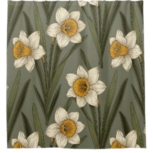 Rideaux De Douche Motif botanique floral de narcisse jaune de printe