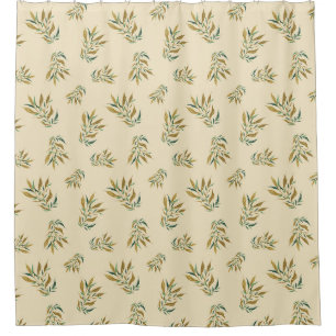 Rideaux De Douche Motif Botany de luxe avec Feuilles dorés et verts