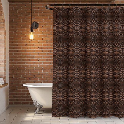 Rideaux De Douche Motif Brown en cuir baroque Faux