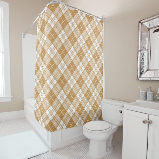 Rideaux De Douche Motif Brown Tartan blanc yxm0uat9 (En situation)