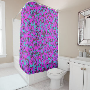 Rideaux De Douche Motif Camo magenta noir rose