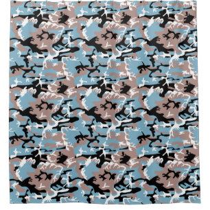 Rideaux De Douche Motif Camo - Rouge gris Bleu Bleu Bleu Noir