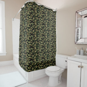Rideaux De Douche Motif camouflage vert et kaki de la forêt 
