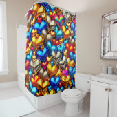 Rideaux De Douche Motif cardiaque (En situation)