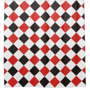 Rideaux De Douche Motif carré noir rouge blanc + votre backgr.
