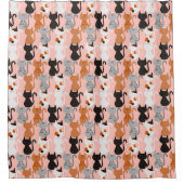 Rideaux De Douche Motif Chat Cute Sur Rose Bleu (Devant)