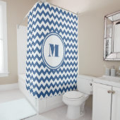 Rideaux De Douche Motif Chevron Bleu Bleu Gravé (En situation)
