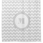 Rideaux De Douche Motif Chevron Gris Blanc Gris Monogrammé (Devant)