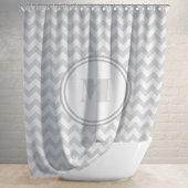 Rideaux De Douche Motif Chevron Gris Blanc Gris Monogrammé