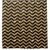 Rideaux De Douche Motif Chevron noir et or (Devant)