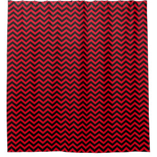 Rideaux De Douche Motif Chevron rouge et noir