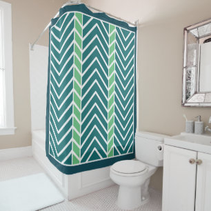 Rideaux De Douche Motif Chevron Sarcelle