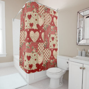Rideaux De Douche Motif Chic Red Patchwork