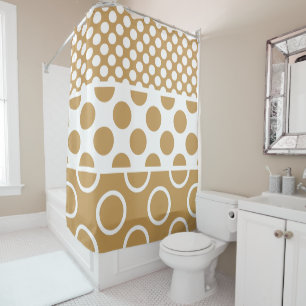 Rideaux De Douche Motif circulaire Brown et blanc moderne