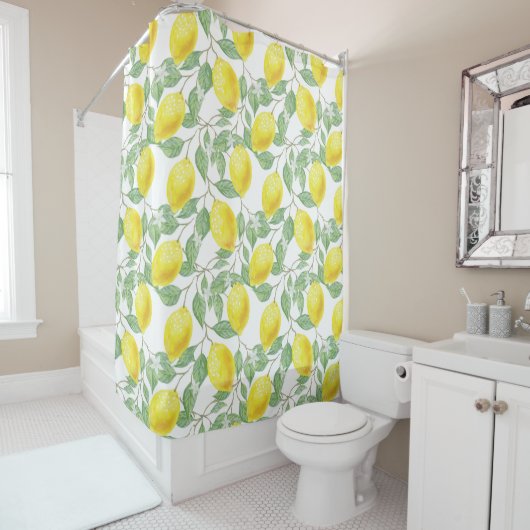 Rideaux De Douche Motif citrons jaunes (En situation)