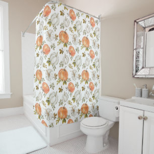 Rideaux De Douche Motif Citrouille d'aquarelle d'automne