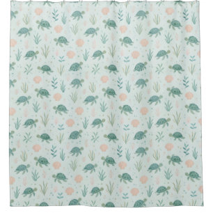 Rideaux De Douche Motif classique de tortue marine avec plantes océa