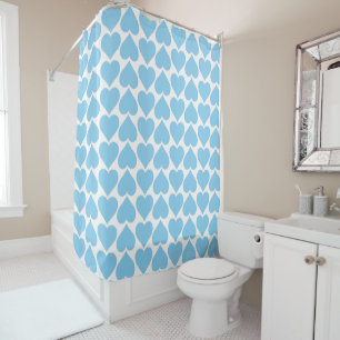 Rideaux De Douche Motif Cœurs Bleus, Romantique, Amour
