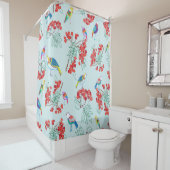 Rideaux De Douche motif composé d'oiseaux et de baies (En situation)