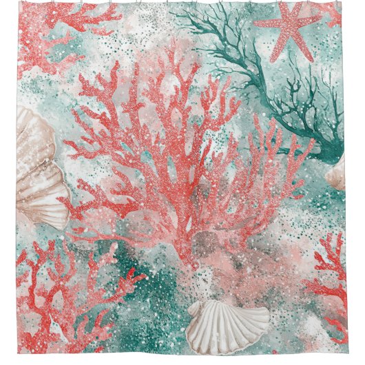 Rideaux De Douche Motif Corail Côté Luxe (Devant)