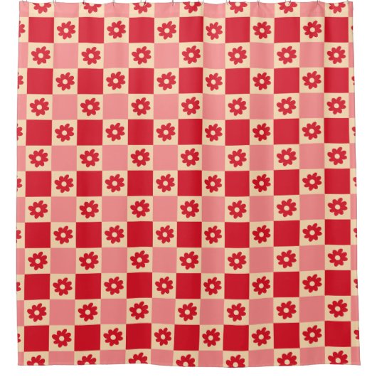 Rideaux De Douche Motif Daisy Checker (rouge/rose) (Devant)