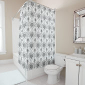 Rideaux De Douche Motif Damask blanc et gris (En situation)