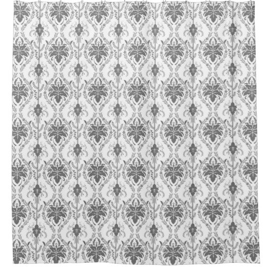 Rideaux De Douche Motif Damask blanc et gris (Devant)