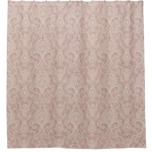 Rideaux De Douche Motif Damassé Classique Rose Pâle Rosé (Devant)