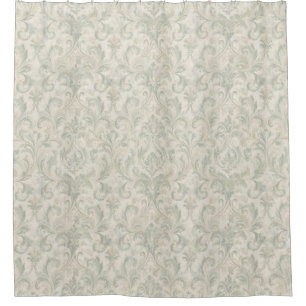 Rideaux De Douche Motif damassé classique vert sauge et beige