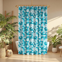 Motif damassé floral turquoise et blanc