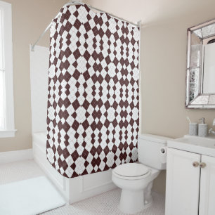 Rideaux De Douche Motif damier diamant marron