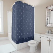 Rideaux De Douche Motif d'Ancre de bleu marine (En situation)