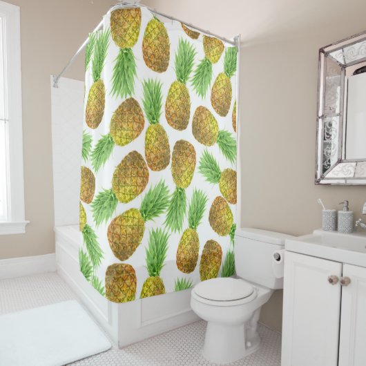 Rideaux De Douche Motif d'aquarelle ananas (En situation)