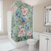 Rideaux De Douche Motif d'aquarelle Arrière - plan vert. (En situation)