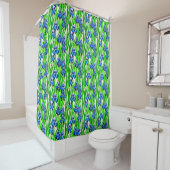 Rideaux De Douche Motif d'aquarelle bleu Iris (En situation)