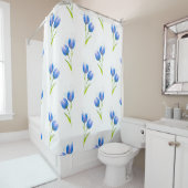 Rideaux De Douche Motif d'aquarelle des Tulipes bleues (En situation)