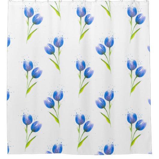 Rideaux De Douche Motif d'aquarelle des Tulipes bleues (Devant)